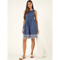 Roman Embroidery Hem Smock Dress