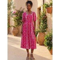 Roman Abstract Print Belted Dress