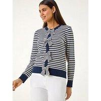 Roman Stripe Bow Front Cardigan