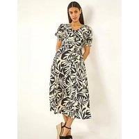 Roman Abstract Print Button Midi Dress
