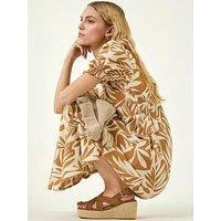 Roman Abstract Print Button Midi Dress