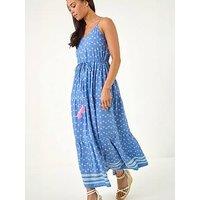 Roman Petite Abstract Print Strappy Maxi Dress