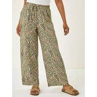 Roman Petite Paisley Print Wide Leg Trouser