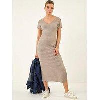 Roman Dusk V-Neck Knit Midi Dress