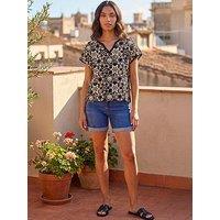 Roman Floral Crochet Knit Top