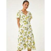 Roman Petite Print Button Tea Dress