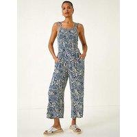 Roman Paisley Print Cropped Jumpsuit