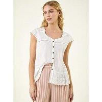 Roman Cotton Broderie Hem Blouse