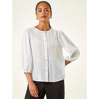 Roman Petite Textured Buttoned Blouse