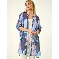Roman Abstract Print Button Longline Blouse