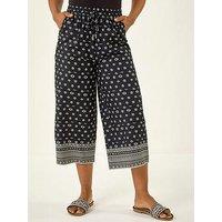 Roman Petite Border Print Cropped Trouser