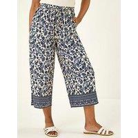 Roman Petite Border Print Cropped Trouser
