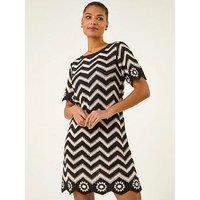 Roman Zig Zag Crochet Shift Dress
