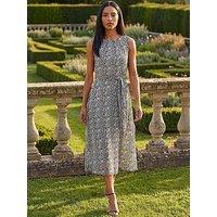 Roman Spot Print Pleated Midi Dress