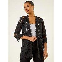 Roman Crochet Lace Longline Jacket