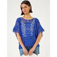 Roman Floral Crochet Knit Top