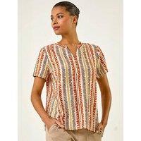 Roman Abstract Stripe Print Top