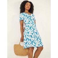 Roman Petite Floral Twist Front Dress