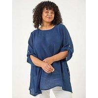 Roman Curve Buttoned Side Asymmetric Top