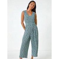 Roman Petite Ditsy Crinkle Crop Jumpsuit