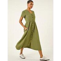 Roman Denim Button Through Midi Dress