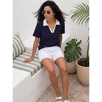 Roman Cotton Collar V-Neck Top