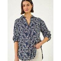 Roman Leaf Embroidered Collared Top