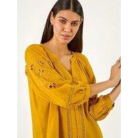 Roman Embroidered Cotton Sleeve Blouse