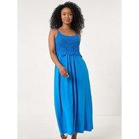 Roman Petite Crochet Contrast Midi Dress