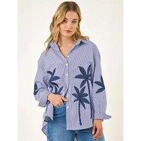 Roman Dusk Palm Embroidered Shirt