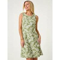 Roman Petite Leaf Print Shift Dress
