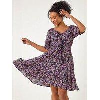 Roman Petite Ditsy Floral Print Frill Dress