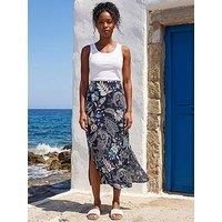 Roman Paisley Print Stretch Midi Skirt