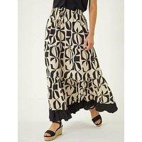 Roman Mono Print Tiered Maxi Skirt