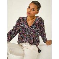 Roman Ditsy Floral V-Neck Kimono Top