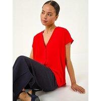 Roman Petite V-Neck Tuck Front Top