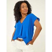 Roman Petite V-Neck Tuck Front Top