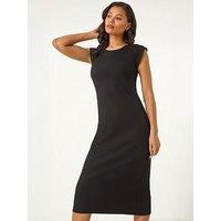 Roman Ribbed Cap Sleeve Midi Dress
