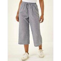 Roman Petite Stripe Cropped Wide Leg Trouser