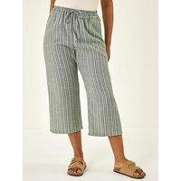 Roman Petite Stripe Cropped Wide Leg Trouser