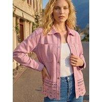 Roman Faux Suede Cut Out Shacket