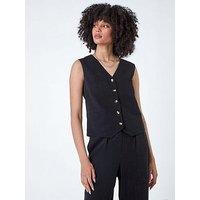 Roman Linen Blend Button Through Waistcoat