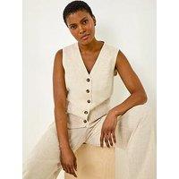 Roman Linen Blend Button Through Waistcoat