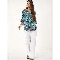 Roman Textured Leaf Print Shirt