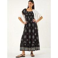 Roman Borderie Shirred Maxi Dress