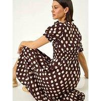 Roman Spot Print Button Midi Dress