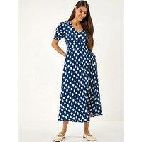 Roman Spot Print Button Midi Dress
