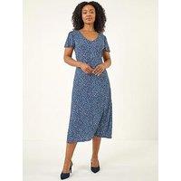 Roman Petite V-Neck Midi Dres