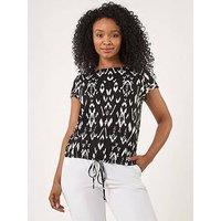 Roman Petite Aztec Stretch Drawstring Top