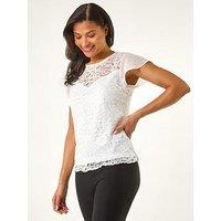 Roman Chiffon Sleeve Floral Lace Top